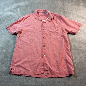 Tommy Bahama Shirt Men's‎ Medium Pink 100% Silk Button Down Beach Lightweight